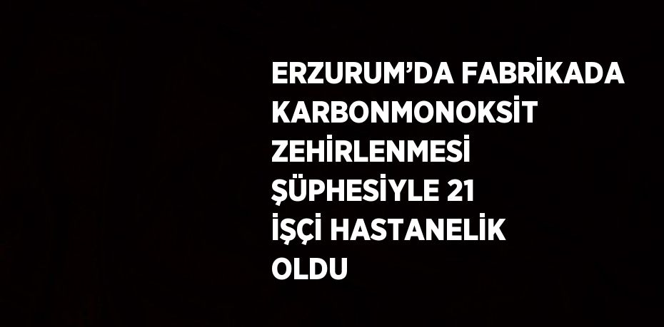 ERZURUM’DA FABRİKADA KARBONMONOKSİT ZEHİRLENMESİ ŞÜPHESİYLE 21 İŞÇİ HASTANELİK OLDU