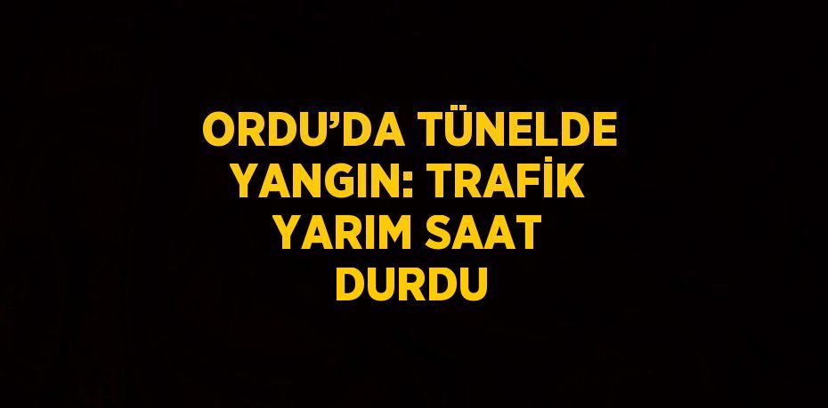 ORDU’DA TÜNELDE YANGIN: TRAFİK YARIM SAAT DURDU