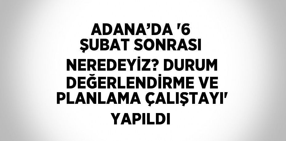 ADANA’DA '6 ŞUBAT SONRASI NEREDEYİZ? DURUM DEĞERLENDİRME VE PLANLAMA ÇALIŞTAYI' YAPILDI