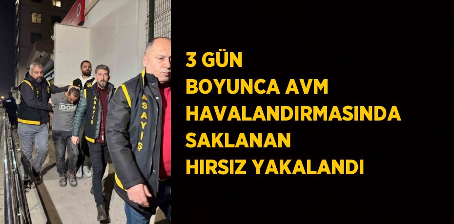 3 GÜN BOYUNCA AVM HAVALANDIRMASINDA SAKLANAN HIRSIZ YAKALANDI