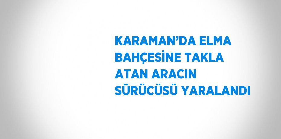 KARAMAN’DA ELMA BAHÇESİNE TAKLA ATAN ARACIN SÜRÜCÜSÜ YARALANDI