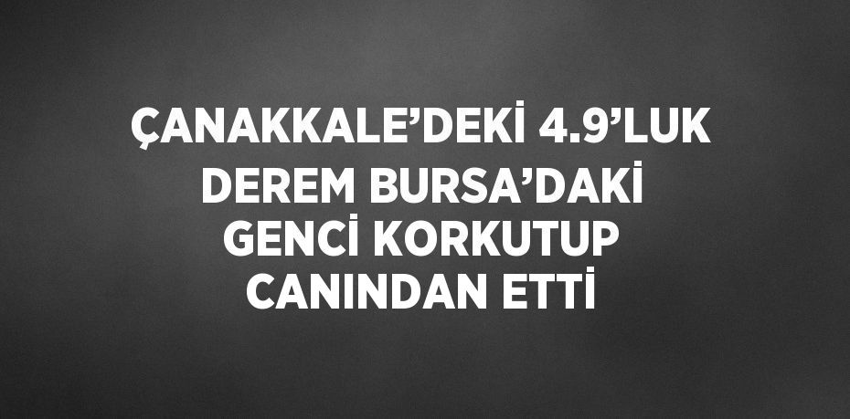 ÇANAKKALE’DEKİ 4.9’LUK DEREM BURSA’DAKİ GENCİ KORKUTUP CANINDAN ETTİ