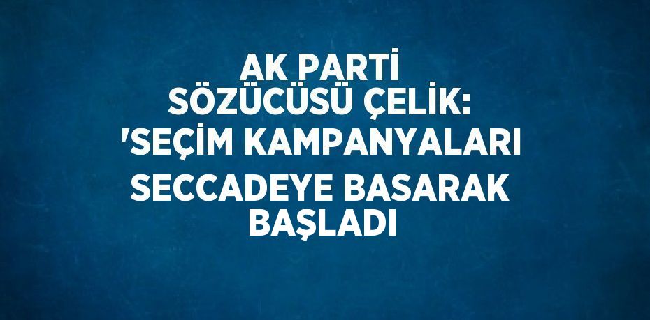 AK PARTİ SÖZÜCÜSÜ ÇELİK: 'SEÇİM KAMPANYALARI SECCADEYE BASARAK BAŞLADI