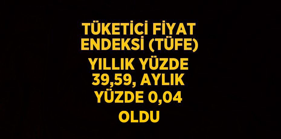 TÜKETİCİ FİYAT ENDEKSİ (TÜFE) YILLIK YÜZDE 39,59, AYLIK YÜZDE 0,04 OLDU