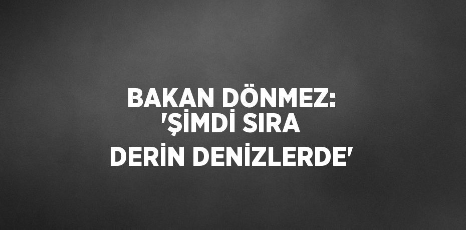 BAKAN DÖNMEZ: 'ŞİMDİ SIRA DERİN DENİZLERDE'