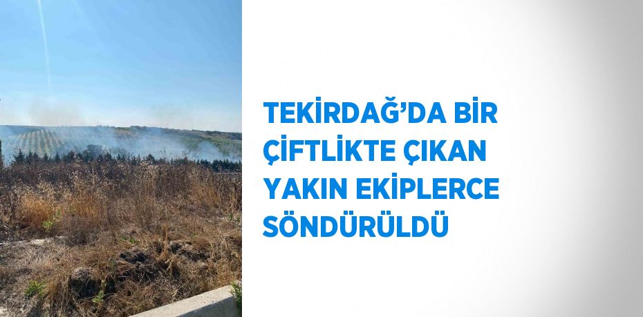 TEKİRDAĞ’DA BİR ÇİFTLİKTE ÇIKAN YAKIN EKİPLERCE SÖNDÜRÜLDÜ