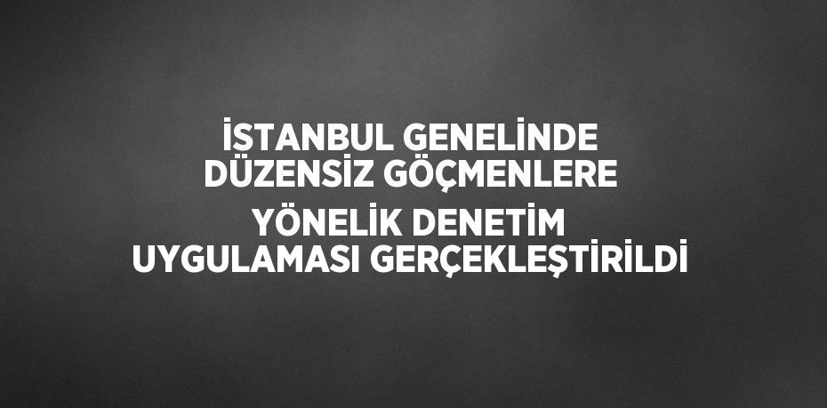 İSTANBUL GENELİNDE DÜZENSİZ GÖÇMENLERE YÖNELİK DENETİM UYGULAMASI GERÇEKLEŞTİRİLDİ