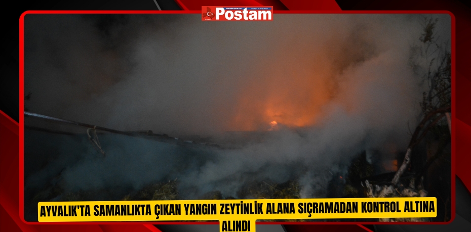 Ayvalık'ta samanlıkta çıkan yangın zeytinlik alana sıçramadan kontrol altına alındı  