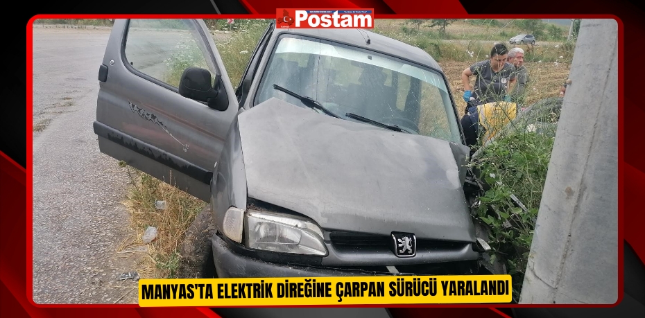 Manyas'ta elektrik direğine çarpan sürücü yaralandı  