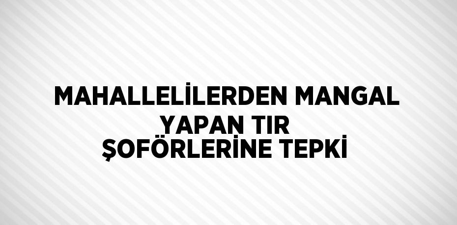 MAHALLELİLERDEN MANGAL YAPAN TIR ŞOFÖRLERİNE TEPKİ