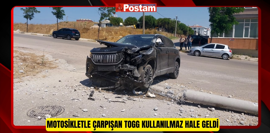 Motosikletle çarpışan Togg kullanılmaz hale geldi