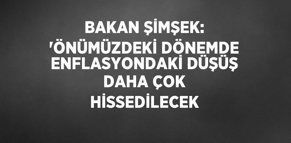 BAKAN ŞİMŞEK: 'ÖNÜMÜZDEKİ DÖNEMDE ENFLASYONDAKİ DÜŞÜŞ DAHA ÇOK HİSSEDİLECEK