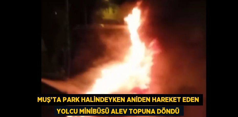 MUŞ’TA PARK HALİNDEYKEN ANİDEN HAREKET EDEN YOLCU MİNİBÜSÜ ALEV TOPUNA DÖNDÜ