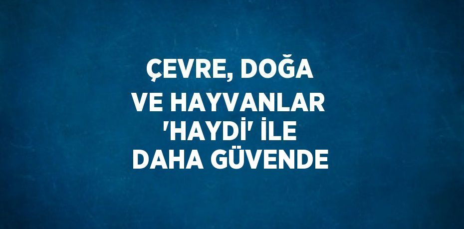 ÇEVRE, DOĞA VE HAYVANLAR 'HAYDİ' İLE DAHA GÜVENDE