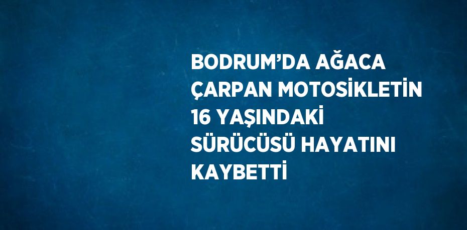 BODRUM’DA AĞACA ÇARPAN MOTOSİKLETİN 16 YAŞINDAKİ SÜRÜCÜSÜ HAYATINI KAYBETTİ