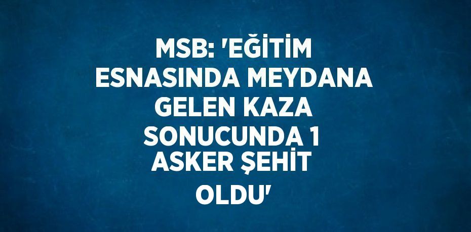 MSB: 'EĞİTİM ESNASINDA MEYDANA GELEN KAZA SONUCUNDA 1 ASKER ŞEHİT OLDU'