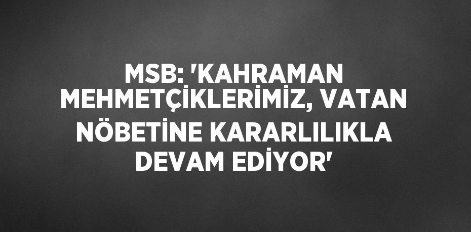 MSB: 'KAHRAMAN MEHMETÇİKLERİMİZ, VATAN NÖBETİNE KARARLILIKLA DEVAM EDİYOR'