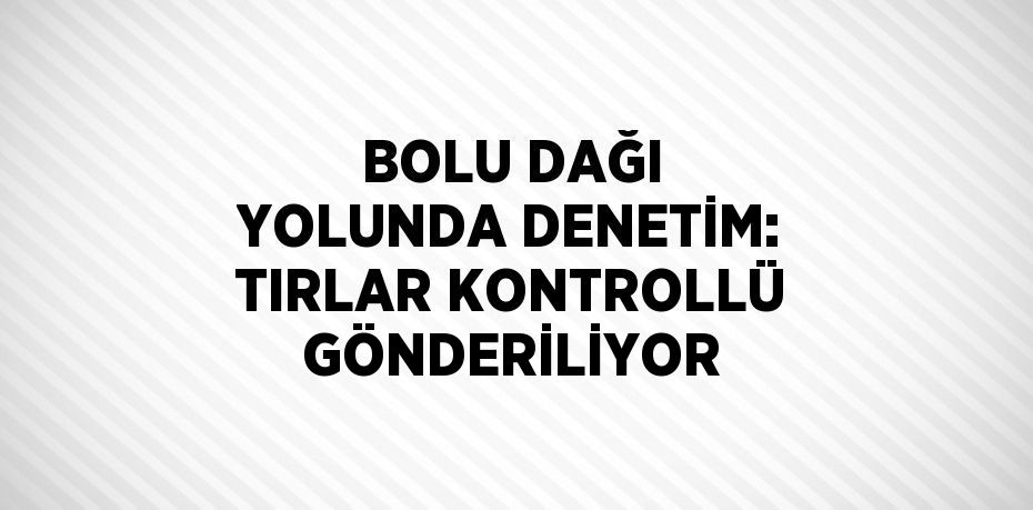 BOLU DAĞI YOLUNDA DENETİM: TIRLAR KONTROLLÜ GÖNDERİLİYOR