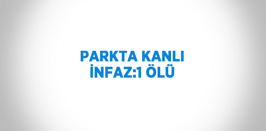 PARKTA KANLI İNFAZ:1 ÖLÜ