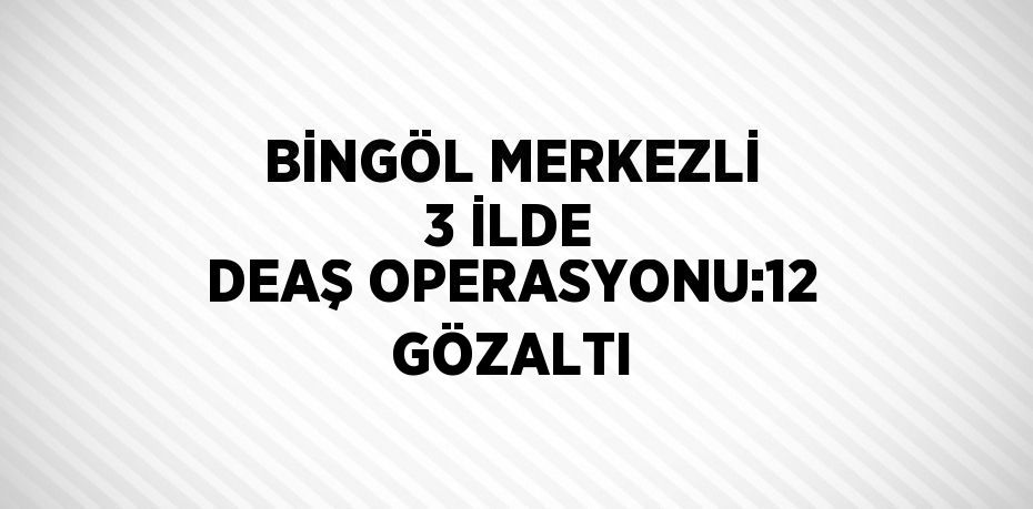 BİNGÖL MERKEZLİ 3 İLDE DEAŞ OPERASYONU:12 GÖZALTI