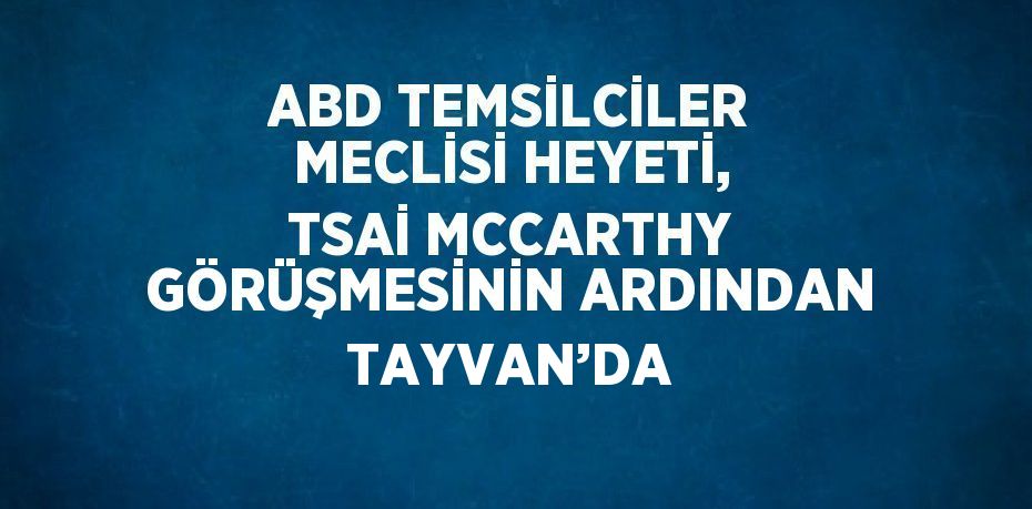 ABD TEMSİLCİLER MECLİSİ HEYETİ, TSAİ MCCARTHY GÖRÜŞMESİNİN ARDINDAN TAYVAN’DA