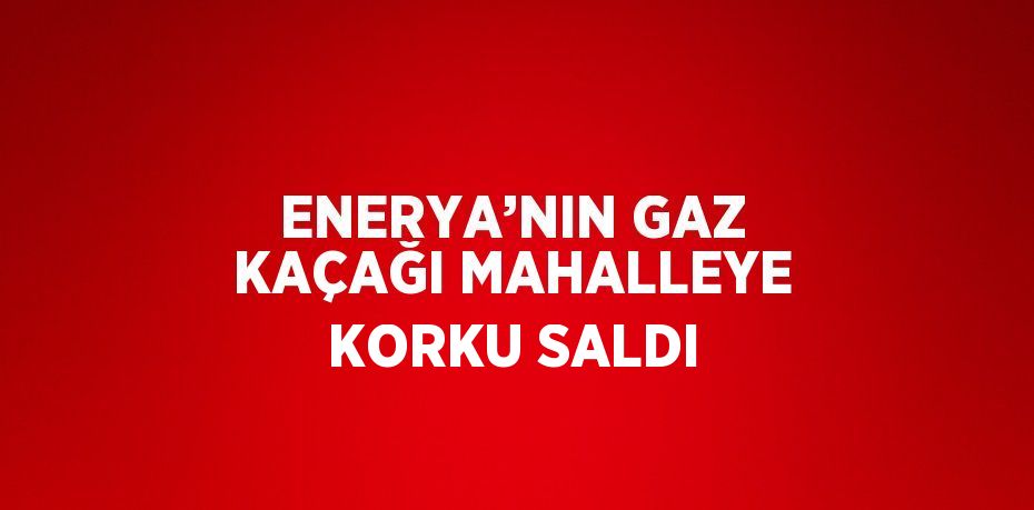 ENERYA’NIN GAZ KAÇAĞI MAHALLEYE KORKU SALDI