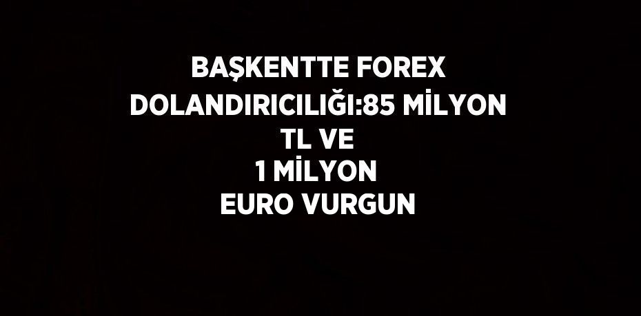 BAŞKENTTE FOREX DOLANDIRICILIĞI:85 MİLYON TL VE 1 MİLYON EURO VURGUN