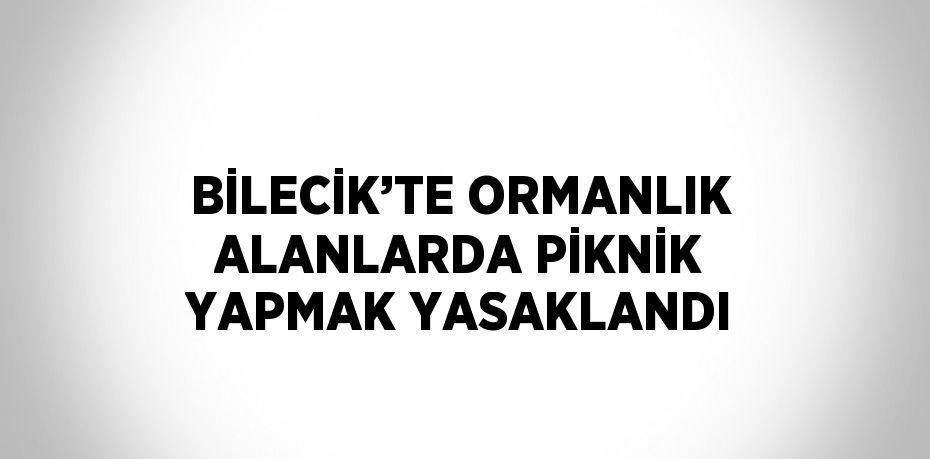 BİLECİK’TE ORMANLIK ALANLARDA PİKNİK YAPMAK YASAKLANDI