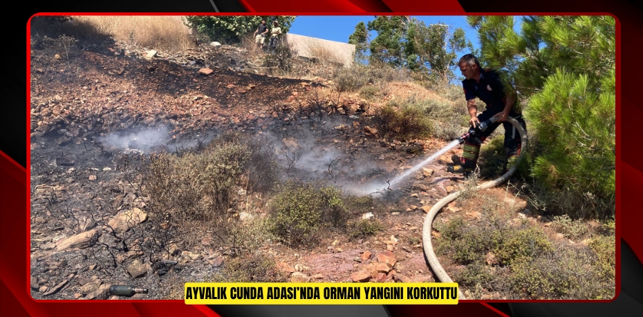 AYVALIK CUNDA ADASI’NDA ORMAN YANGINI KORKUTTU
