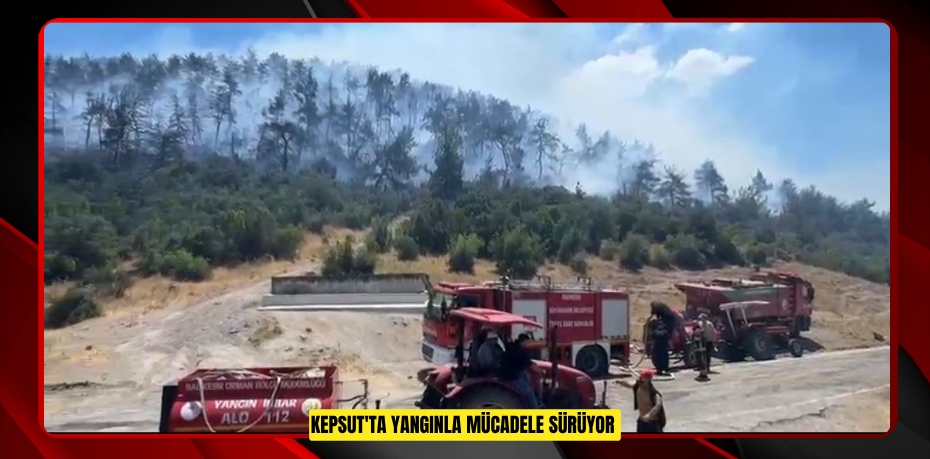 Kepsut'ta yangınla mücadele sürüyor  