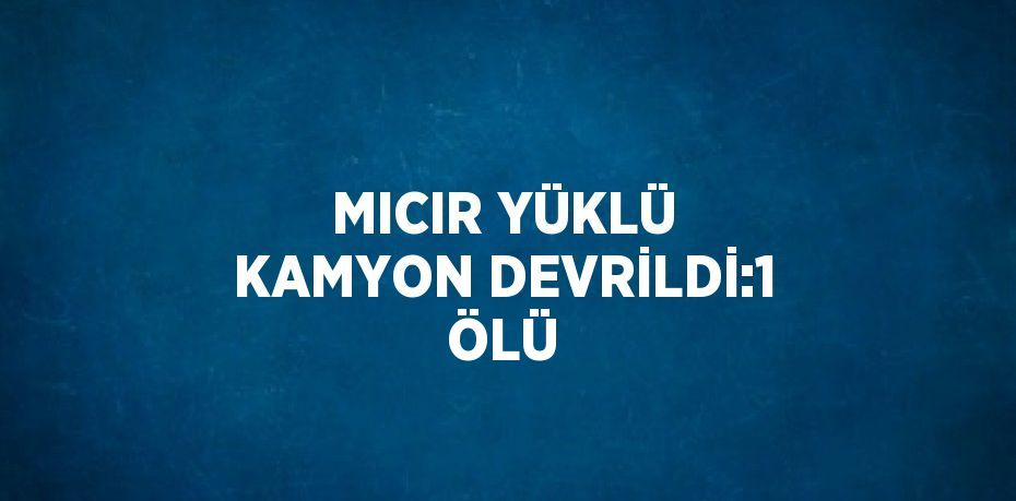 MICIR YÜKLÜ KAMYON DEVRİLDİ:1 ÖLÜ