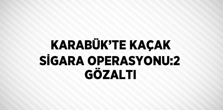 KARABÜK’TE KAÇAK SİGARA OPERASYONU:2 GÖZALTI