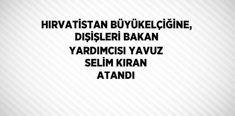 HIRVATİSTAN BÜYÜKELÇİĞİNE, DIŞİŞLERİ BAKAN YARDIMCISI YAVUZ SELİM KIRAN ATANDI