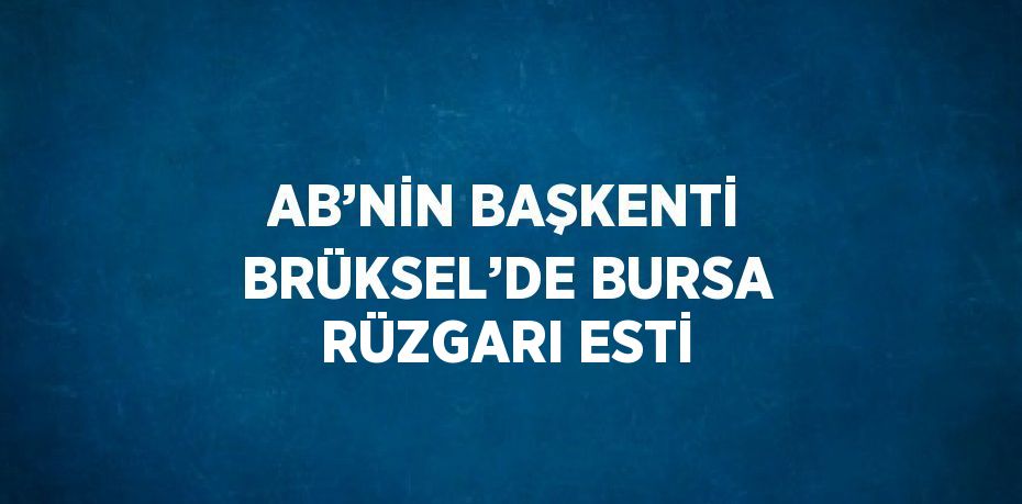 AB’NİN BAŞKENTİ BRÜKSEL’DE BURSA RÜZGARI ESTİ