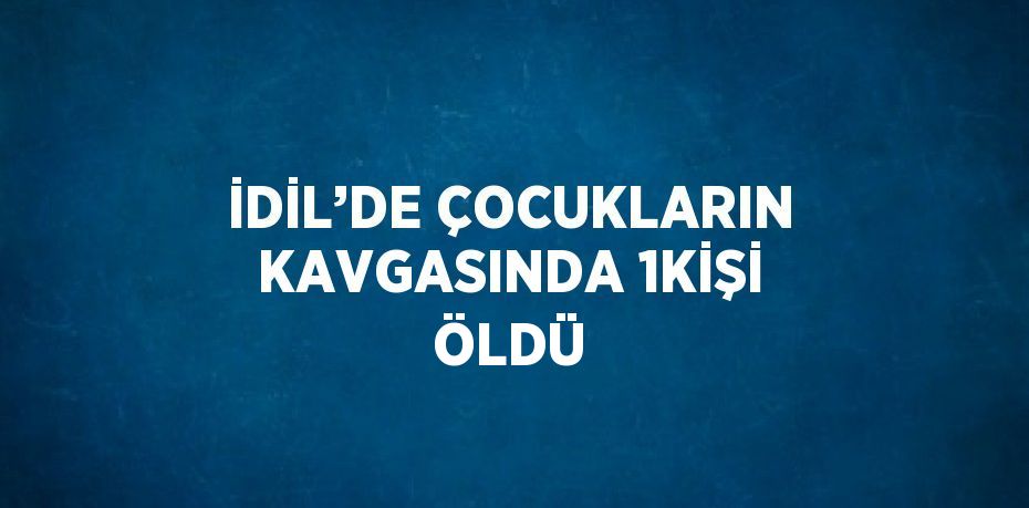 İDİL’DE ÇOCUKLARIN KAVGASINDA 1KİŞİ ÖLDÜ