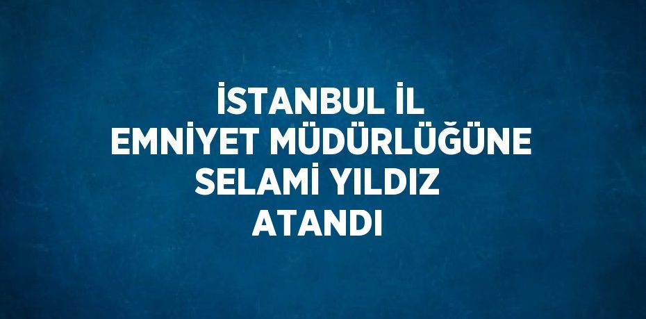 İSTANBUL İL EMNİYET MÜDÜRLÜĞÜNE SELAMİ YILDIZ ATANDI