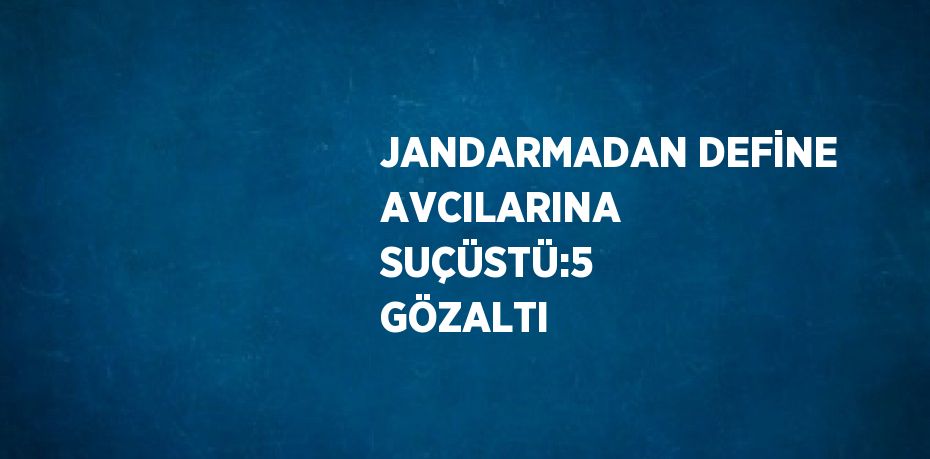 JANDARMADAN DEFİNE AVCILARINA SUÇÜSTÜ:5 GÖZALTI