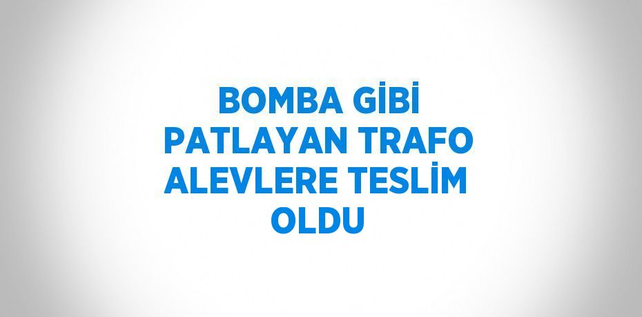 BOMBA GİBİ PATLAYAN TRAFO ALEVLERE TESLİM OLDU