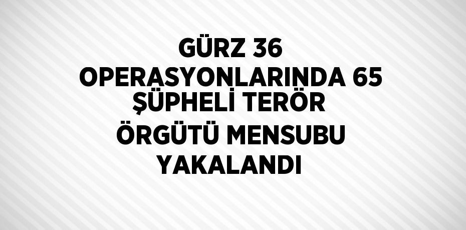 GÜRZ 36 OPERASYONLARINDA 65 ŞÜPHELİ TERÖR ÖRGÜTÜ MENSUBU YAKALANDI