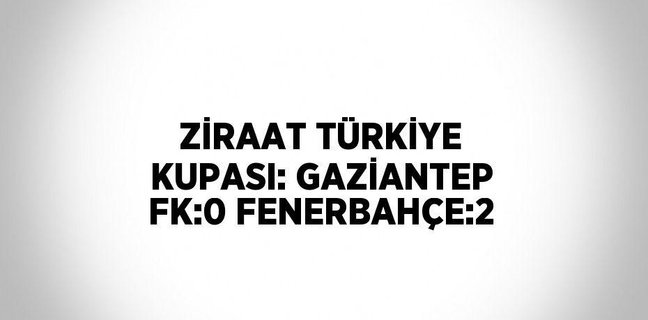 ZİRAAT TÜRKİYE KUPASI: GAZİANTEP FK:0 FENERBAHÇE:2