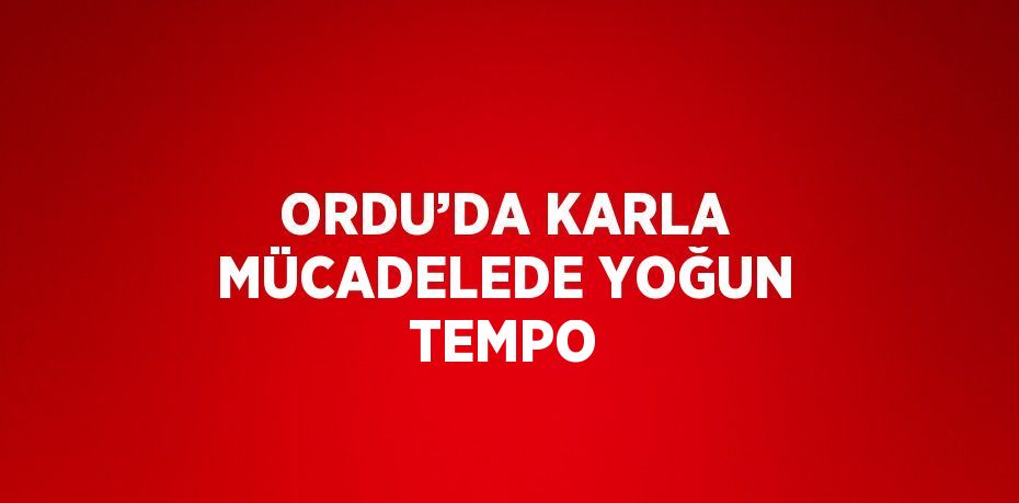 ORDU’DA KARLA MÜCADELEDE YOĞUN TEMPO