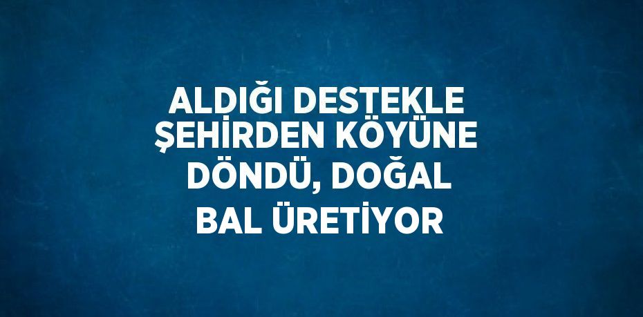 ALDIĞI DESTEKLE ŞEHİRDEN KÖYÜNE DÖNDÜ, DOĞAL BAL ÜRETİYOR