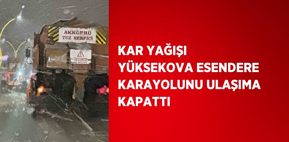 KAR YAĞIŞI YÜKSEKOVA ESENDERE KARAYOLUNU ULAŞIMA KAPATTI