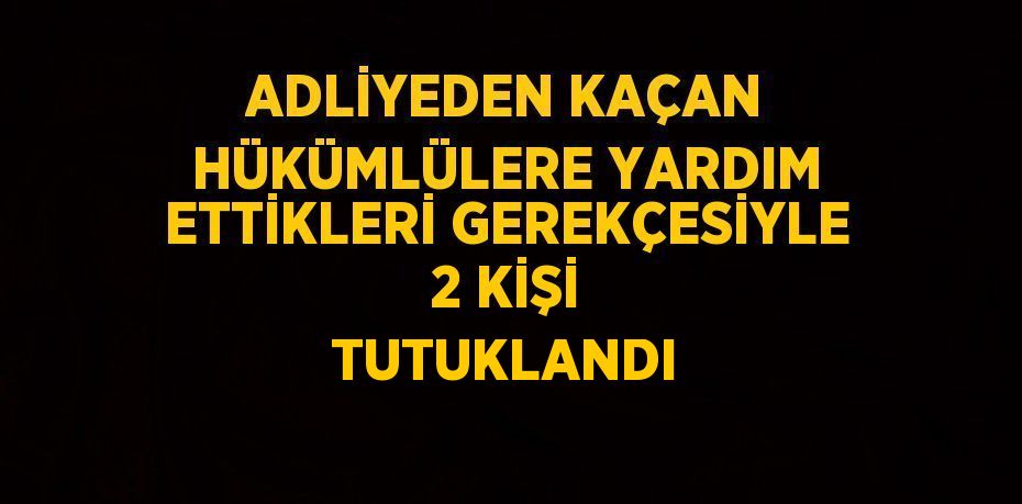 ADLİYEDEN KAÇAN HÜKÜMLÜLERE YARDIM ETTİKLERİ GEREKÇESİYLE 2 KİŞİ TUTUKLANDI