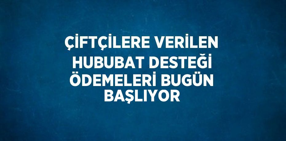 ÇİFTÇİLERE VERİLEN HUBUBAT DESTEĞİ ÖDEMELERİ BUGÜN BAŞLIYOR