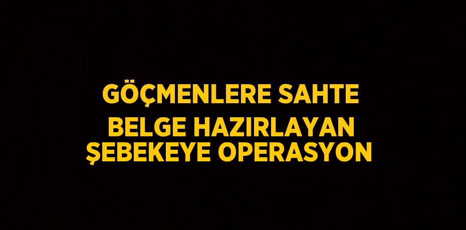 GÖÇMENLERE SAHTE BELGE HAZIRLAYAN ŞEBEKEYE OPERASYON