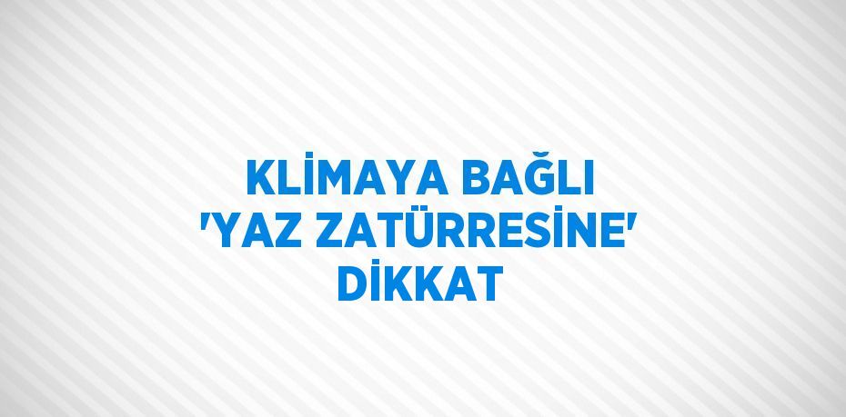 KLİMAYA BAĞLI 'YAZ ZATÜRRESİNE' DİKKAT