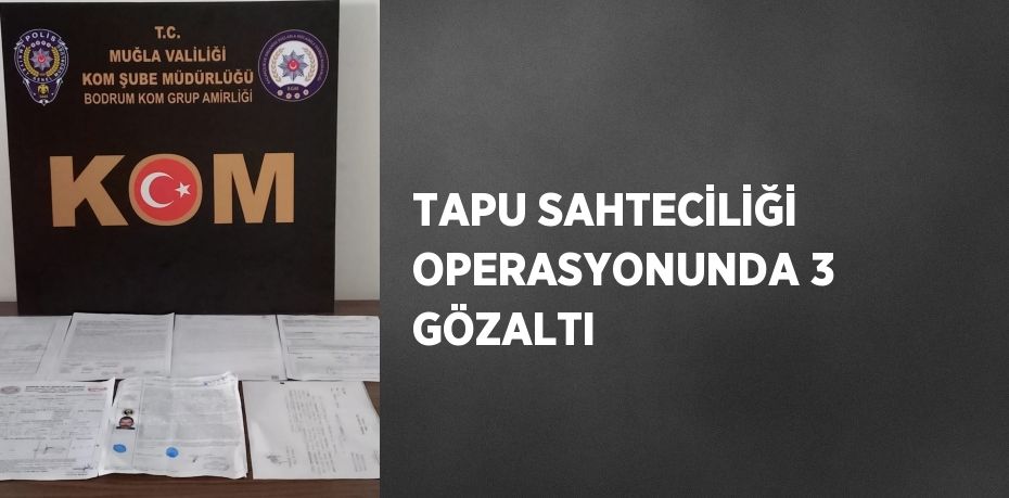 TAPU SAHTECİLİĞİ OPERASYONUNDA 3 GÖZALTI