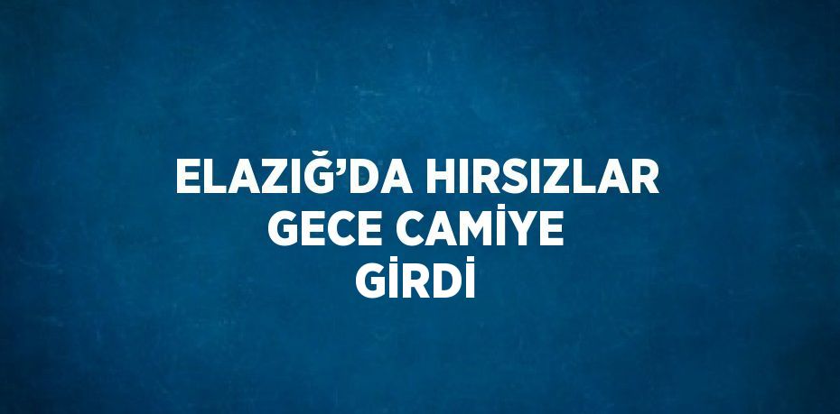 ELAZIĞ’DA HIRSIZLAR GECE CAMİYE GİRDİ