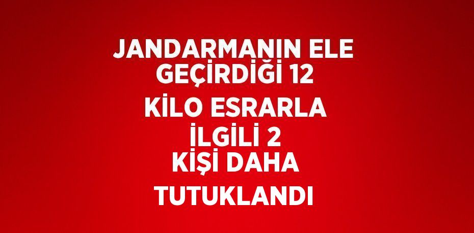 JANDARMANIN ELE GEÇİRDİĞİ 12 KİLO ESRARLA İLGİLİ 2 KİŞİ DAHA TUTUKLANDI